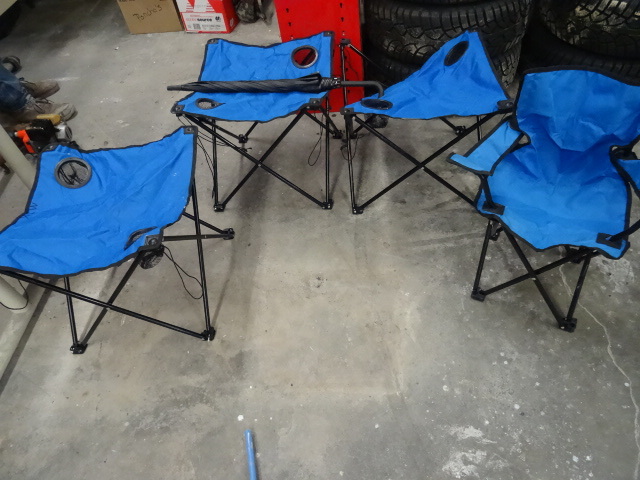 Kids Camp Chair. 3 Camp Tables Umbrella