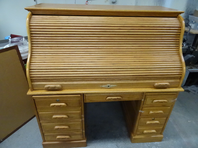 2 Piece Wood Roll Top Desk,