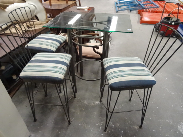 Metal Framed Table and Chair Set.