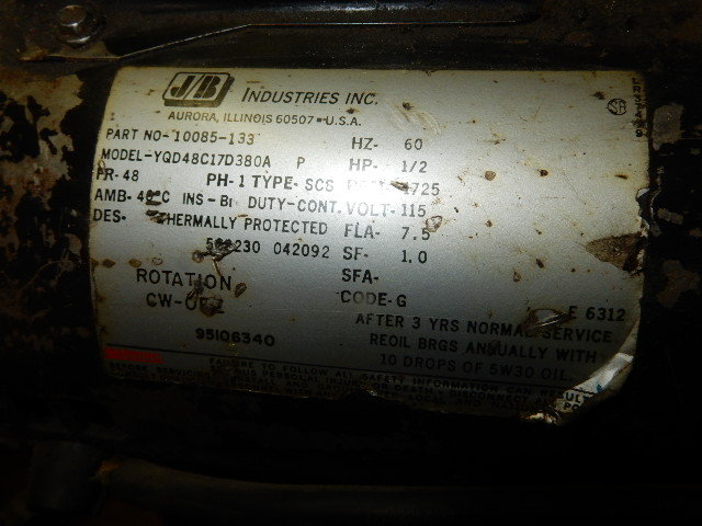JB Industries 3 CFM  12 h.p. Vacuum Pump