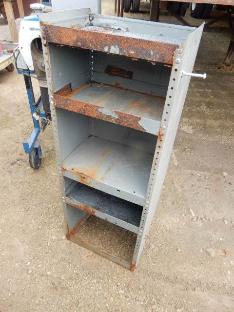 Metal Angle Iron Table.. Mesh Shelf with plywood top.  30 in x 30in x 30 in h