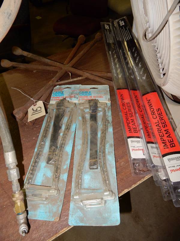 Emergency Strap on Cable Chain..Imperial Crown Beam, 22in Windshield wipers.. Tire irons