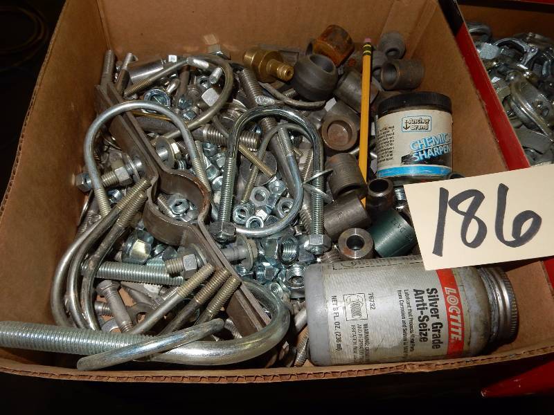 U bolts, nuts and bolts, box of clamps