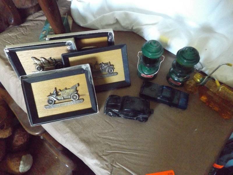 Avon Bottles and Wall Hangings of Early Cars