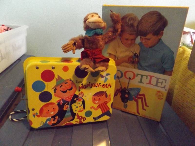 Vintage Monkey Music Box and Cootie Game