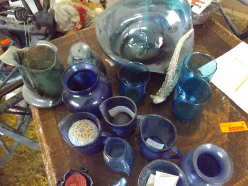 Blue and Blue Green Glass