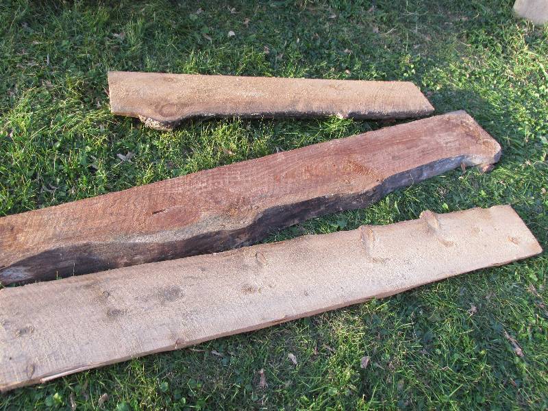3 pine wood planks, one is 5 long ...