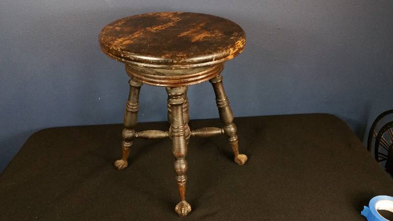 lot 2 image: Antique Ball and Claw Piano Stool