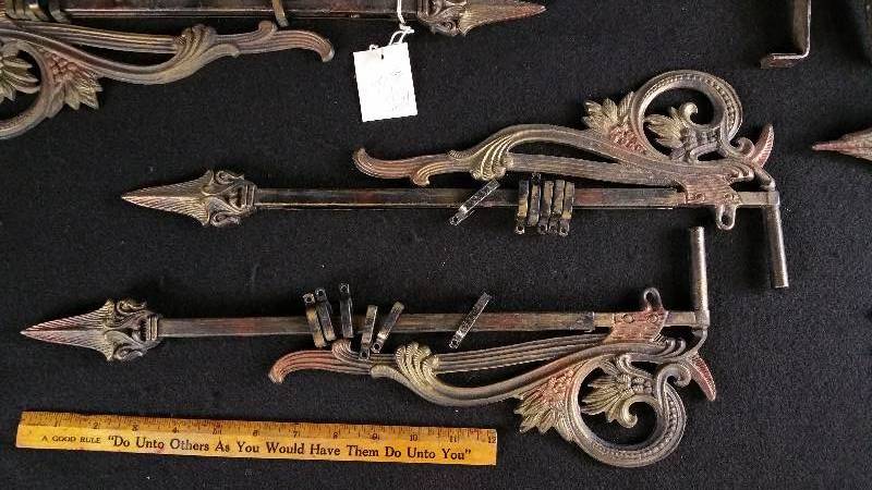 lot 132 image: Art Nouveau Cast Iron Curtain Swing Arms