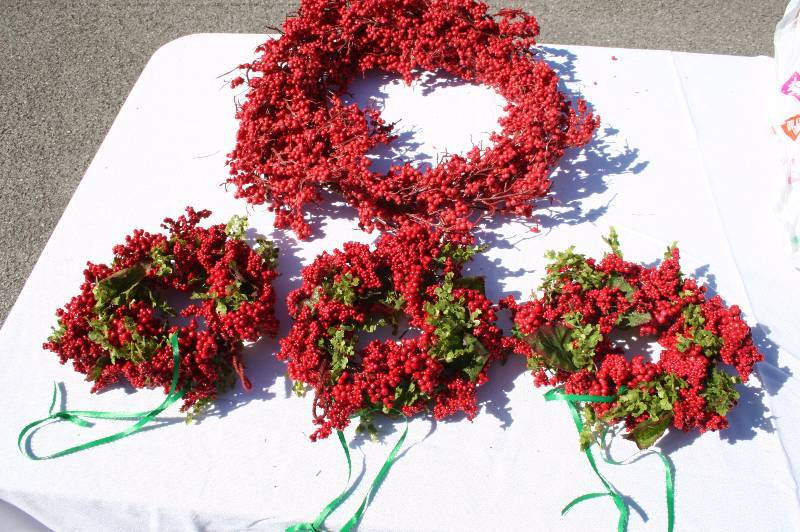 3 Holly Berry Candle rings and one 17 in Holly Wreath