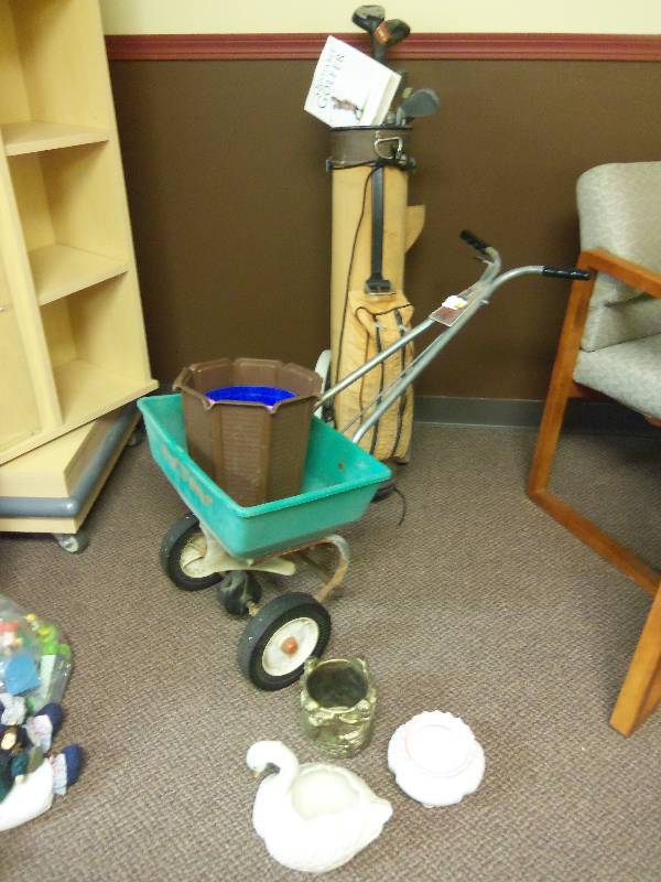 Outdoor and Antique Golf Clubs with Cart