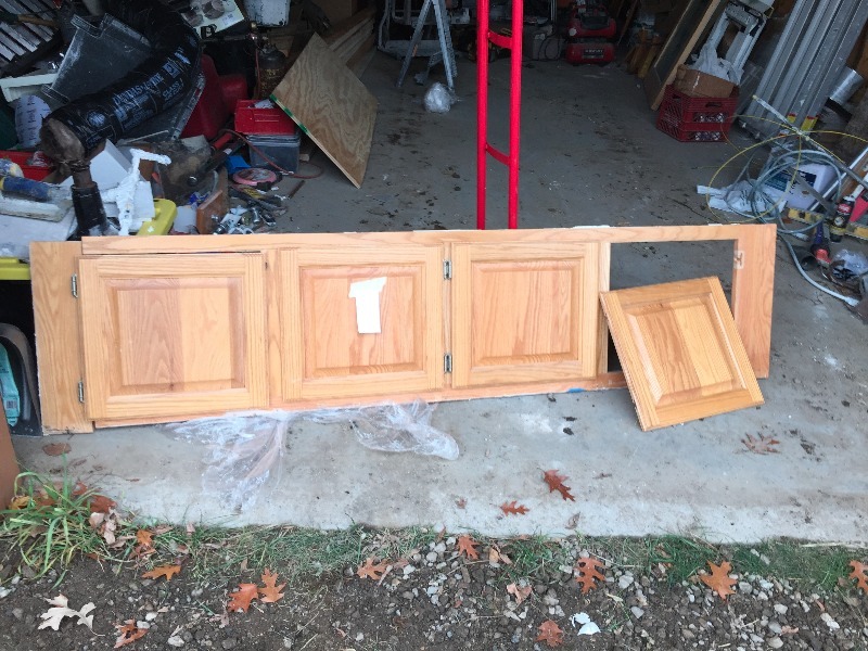 lot 7 image: Solid Oak raised panel frame and 4 doors, used
