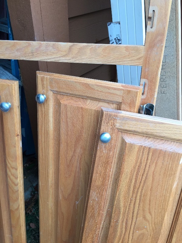lot 8 image: Solid Oak raised panel frame and 4 doors, used