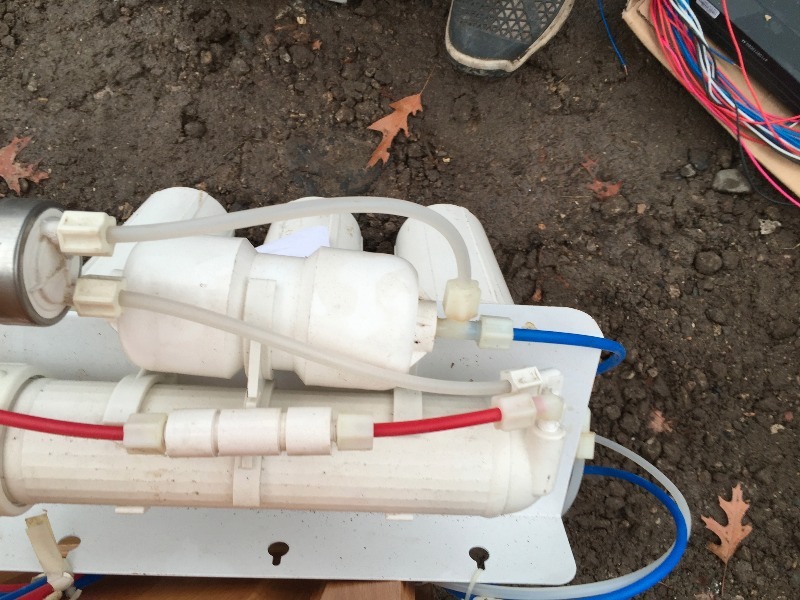 lot 22 image: Home water filtration system, with 3 tall long life filter canisters