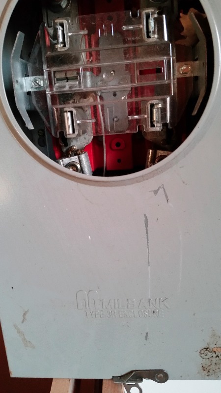 lot 28 image: Electrical disconnect panel, with 3 panels, for 2 separate services