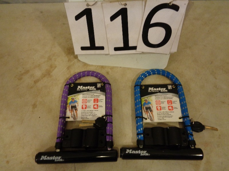 lot 116 image: 2 New Master Lock U Lock Bike Locks
