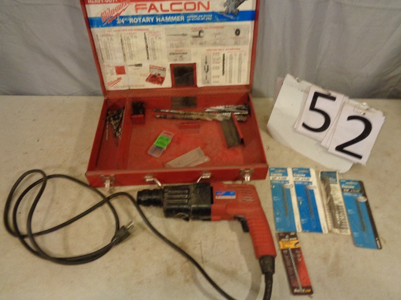 lot 52 image: Milwaukee Rotary Hammer Drill with Bits