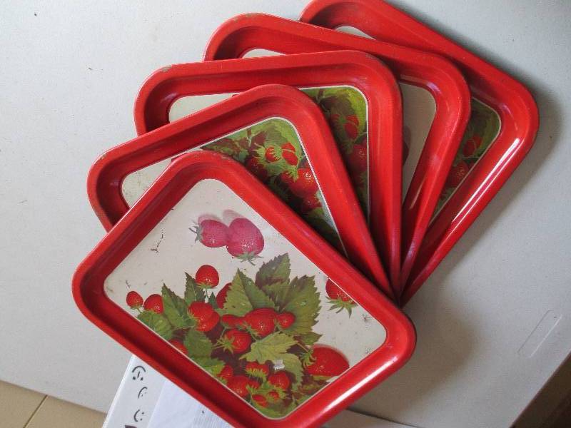 5 beautiful trays with strawberries...