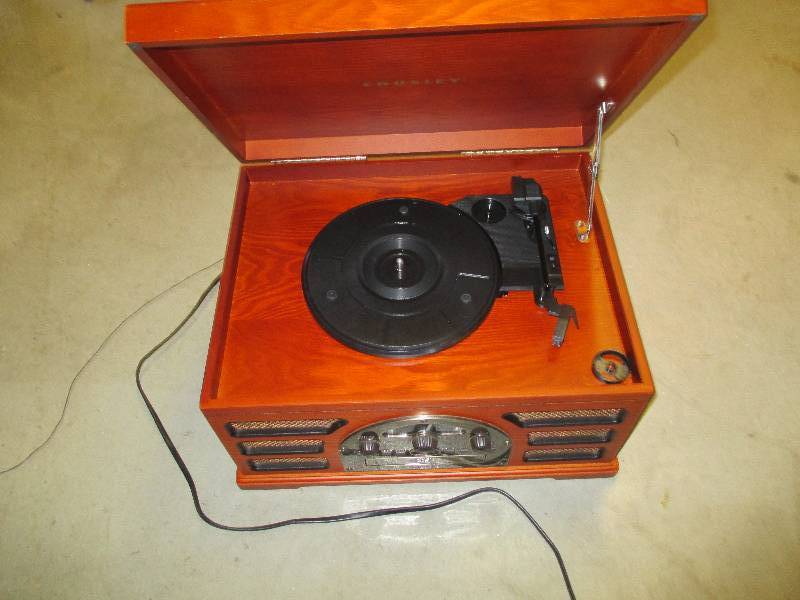 New radio, turntable, CD, tape play...