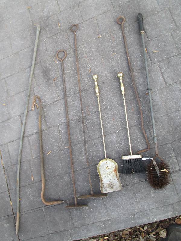 lot 93 image: lot of fireplace and iron tools...