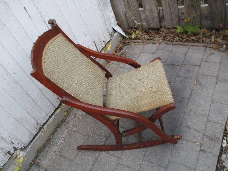 lot 98 image: Wood folding rocking chair...