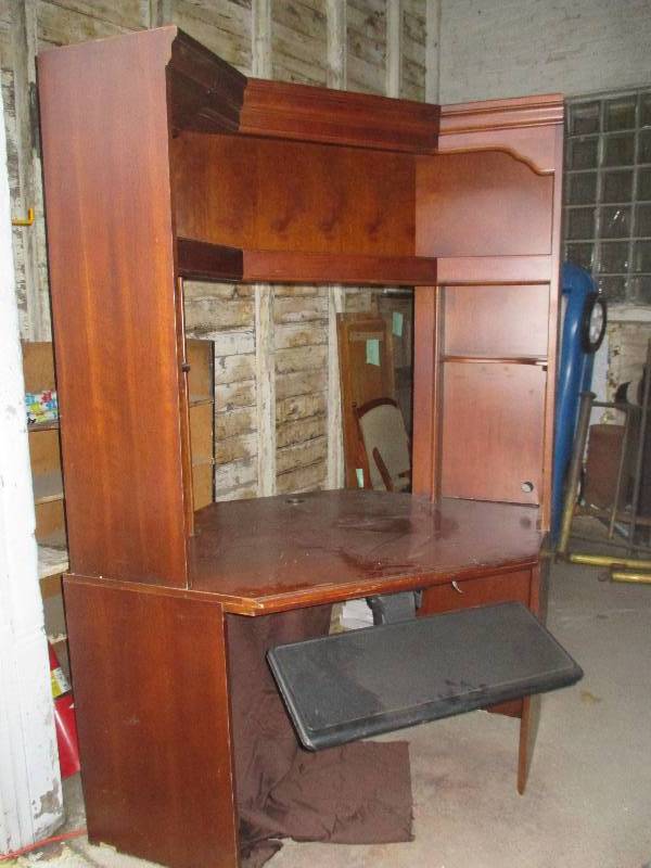 lot 101 image: Desk with upper shelving.  All wood...