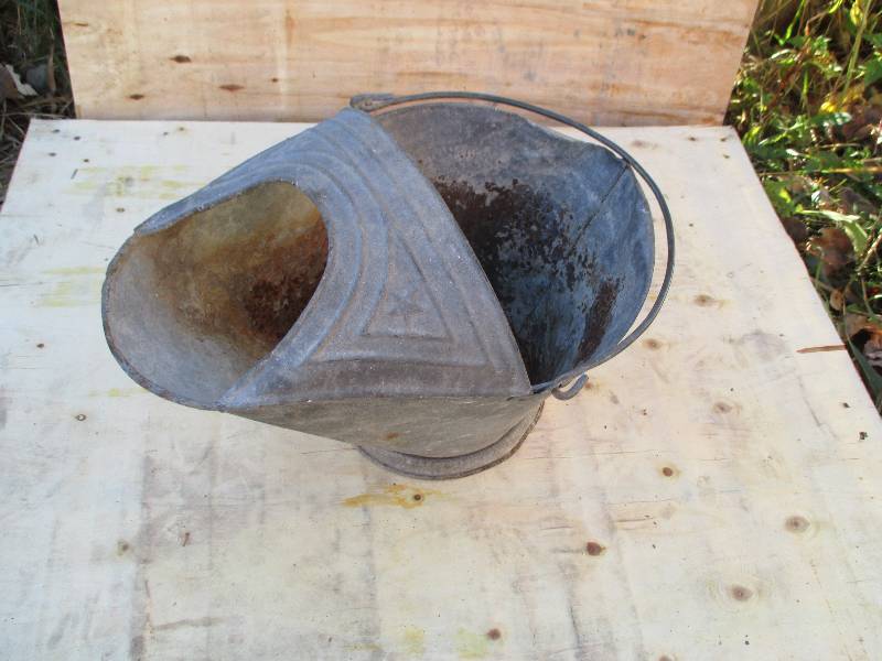 lot 24 image: antique coal pail with spout ...