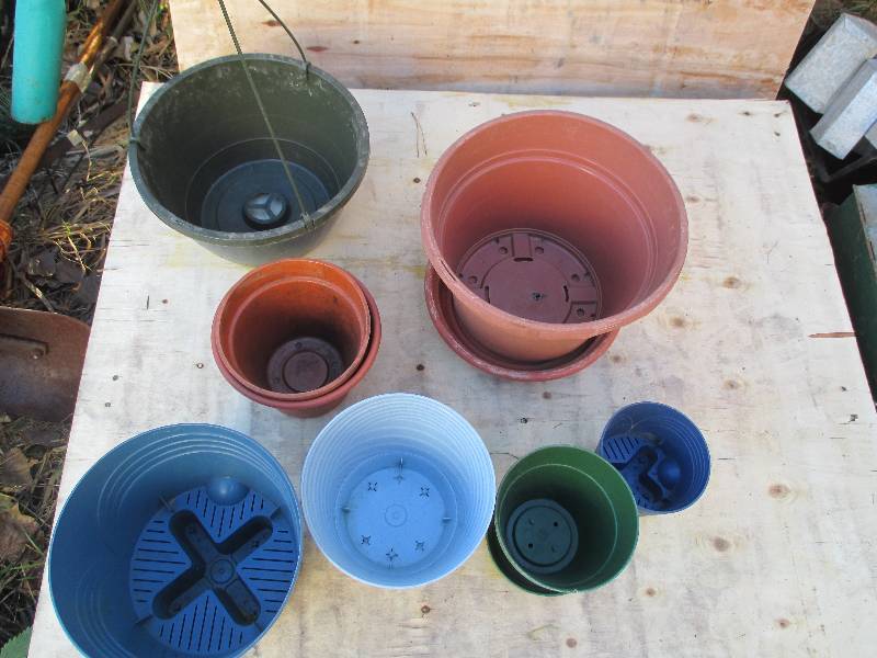 lot 44 image: one hanging basket with planters ...