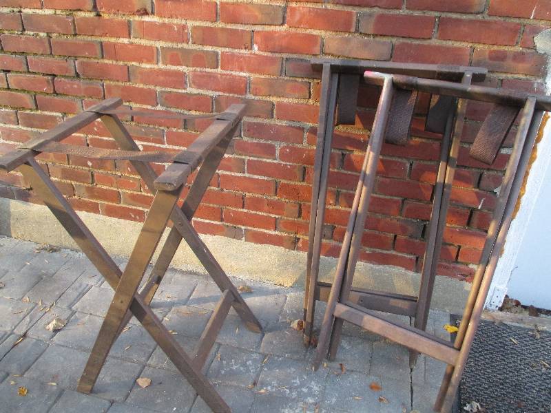 lot 62 image: 3 folding wood stands ...