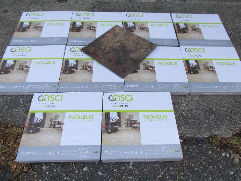 10 cases Novalis Casa Nova Clic luxury floor tile.  Indian Slate BR0NZE.  SKU # NCT108-C each tile is 17.74 x 17.74 x 4.0mm10 tiles per case
