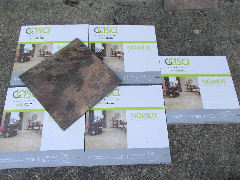 5 cases Novalis Casa Nova Clic luxury floor tile.  Indian Slate BR0NZE.  SKU # NCT108-C each tile is 17.74 x 17.74 x 4.0mm10 tiles per case