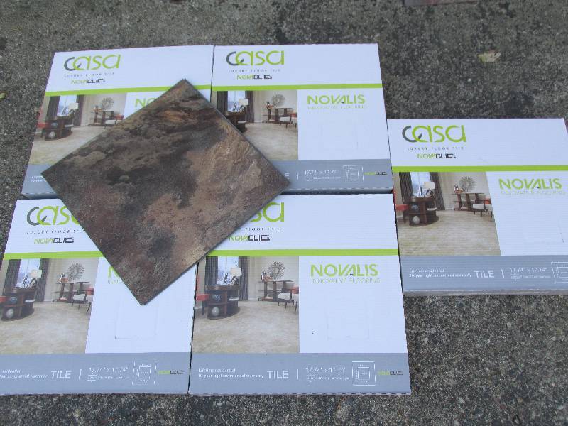 5 cases Novalis Casa Nova Clic luxury floor tile.  Indian Slate BR0NZE.  SKU # NCT108-C each tile is 17.74 x 17.74 x 4.0mm10 tiles per case