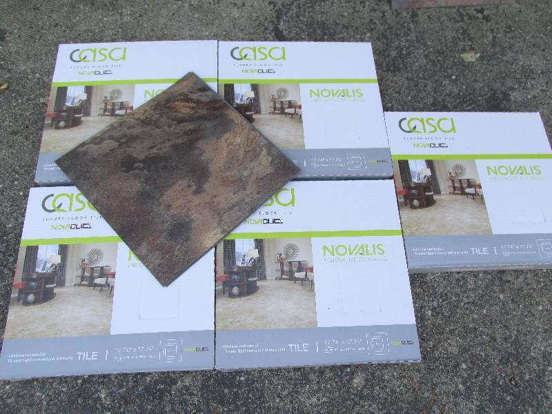 5 cases Novalis Casa Nova Clic luxury floor tile.  Indian Slate BR0NZE.  SKU # NCT108-C each tile is 17.74 x 17.74 x 4.0mm10 tiles per case