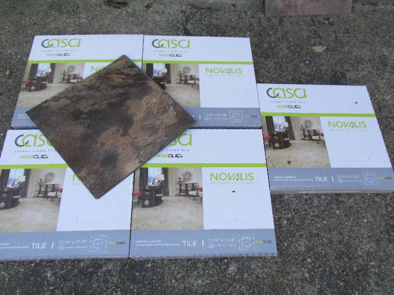 5 cases Novalis Casa Nova Clic luxury floor tile.  Indian Slate BR0NZE.  SKU # NCT108-C each tile is 17.74 x 17.74 x 4.0mm10 tiles per case