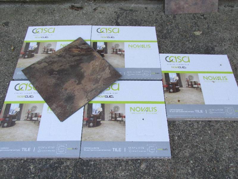 5 cases Novalis Casa Nova Clic luxury floor tile.  Indian Slate BR0NZE.  SKU # NCT108-C each tile is 17.74 x 17.74 x 4.0mm10 tiles per case