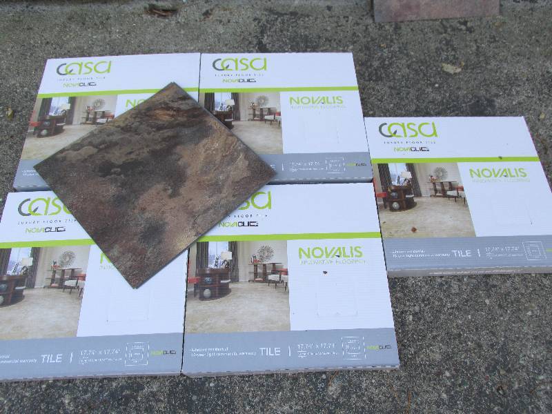 5 cases Novalis Casa Nova Clic luxury floor tile.  Indian Slate BR0NZE.  SKU # NCT108-C each tile is 17.74 x 17.74 x 4.0mm10 tiles per case