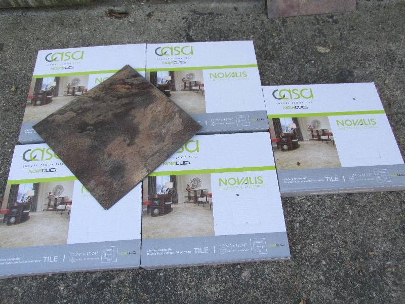 5 cases Novalis Casa Nova Clic luxury floor tile.  Indian Slate BR0NZE.  SKU # NCT108-C each tile is 17.74 x 17.74 x 4.0mm10 tiles per case
