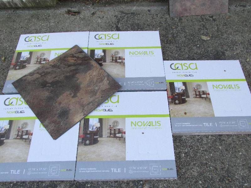 5 cases Novalis Casa Nova Clic luxury floor tile.  Indian Slate BR0NZE.  SKU # NCT108-C each tile is 17.74 x 17.74 x 4.0mm10 tiles per case