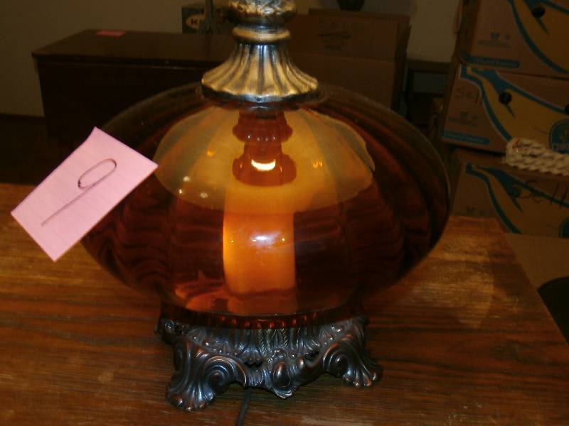 Amber colored table lamp