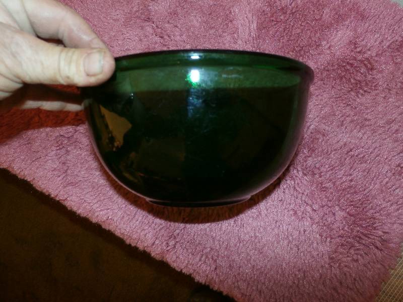 Collectible green glass serving bowl