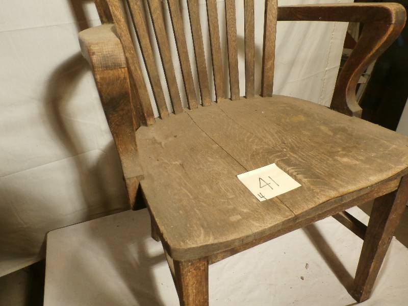 Antique wood office arm chair.