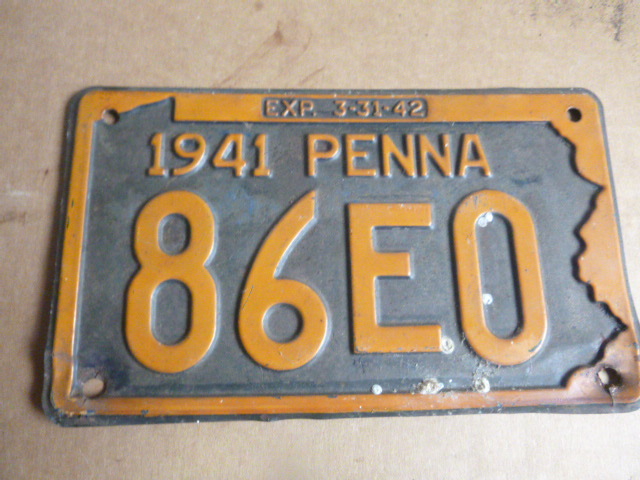 1941 Penna License Plate