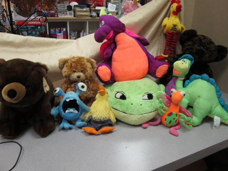Misc stuffed animals all displayed ...