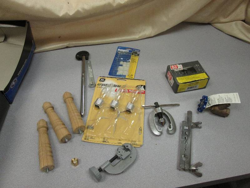 box of misc tools and household ite...
