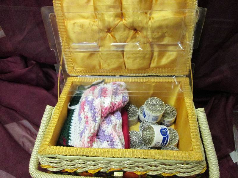 Smaller sewing basket orange and br...