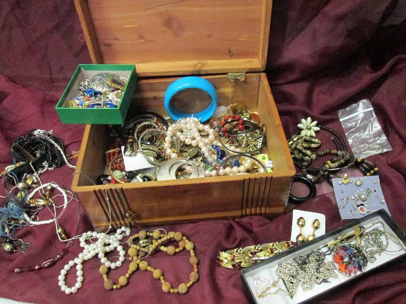 wood box with large assortment of c...