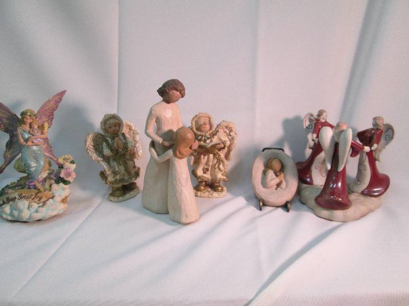full box of glass angels, clay ange...