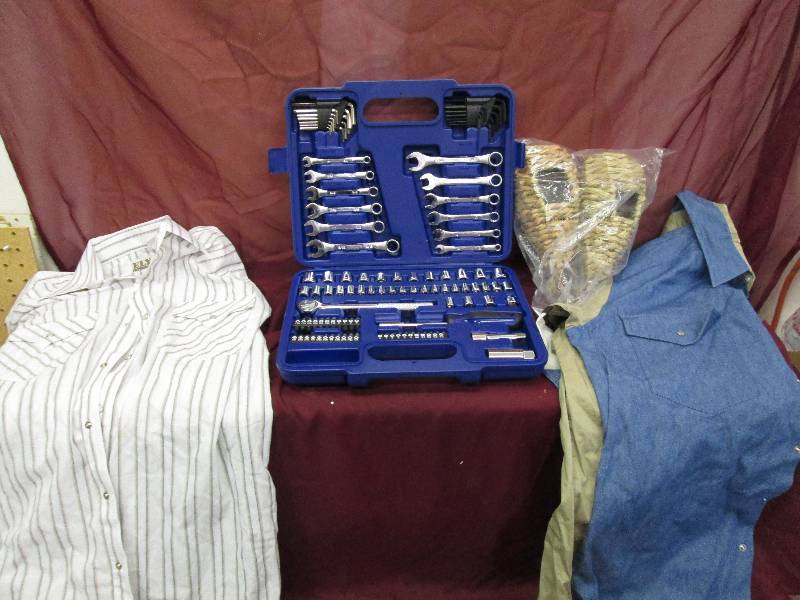 lot of 1 tool set,2mens dress shirt...