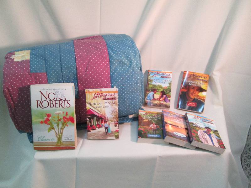 x1quilt, whole box of books...