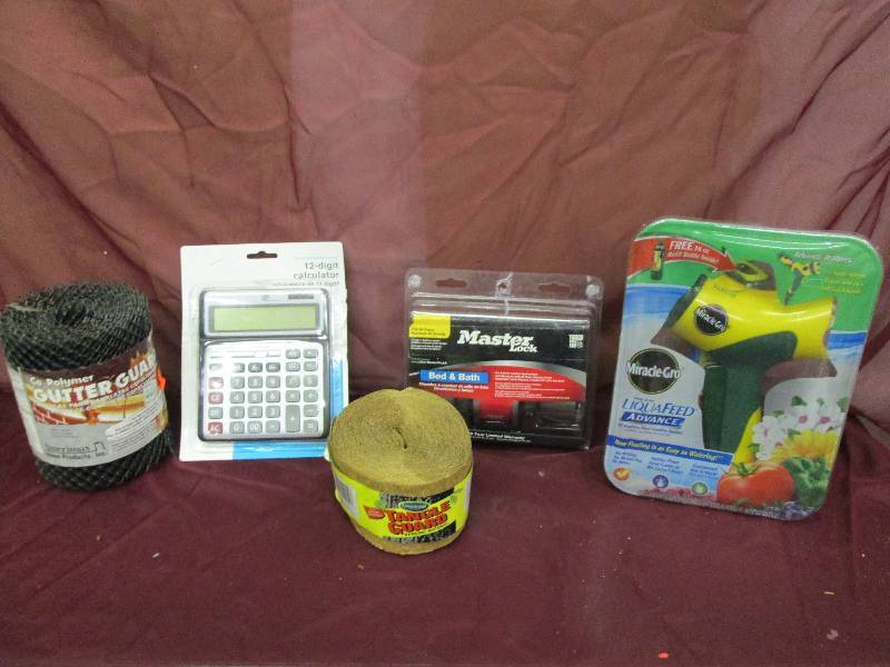 gutter guard,calculator,master lock...